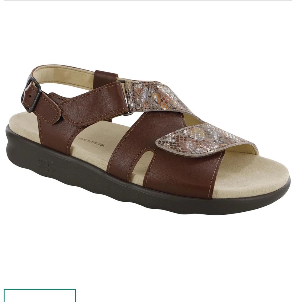 NIB SAS 'Huggy'  Henna/Multi Snake  Strap Sandals Women’s 6.5  M new in box